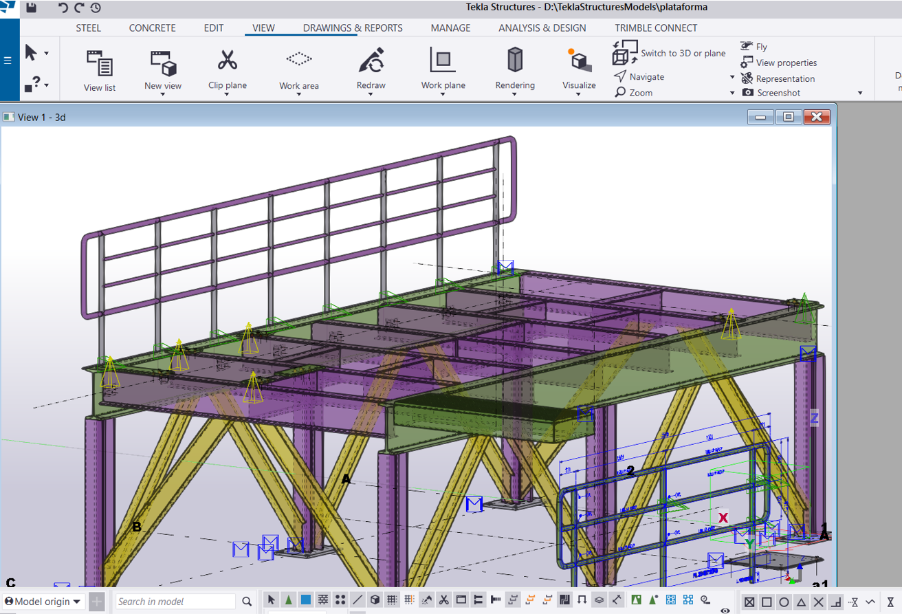 TEKLA modelado plataforma metalica | Tekla Structures